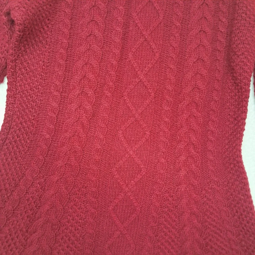 Lauren Ralph Lauren Sweater Women's XS Red Lambswool Christmas Cable Knit Preppy